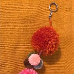 Multicolor key chain handmade 8 balls boho wool